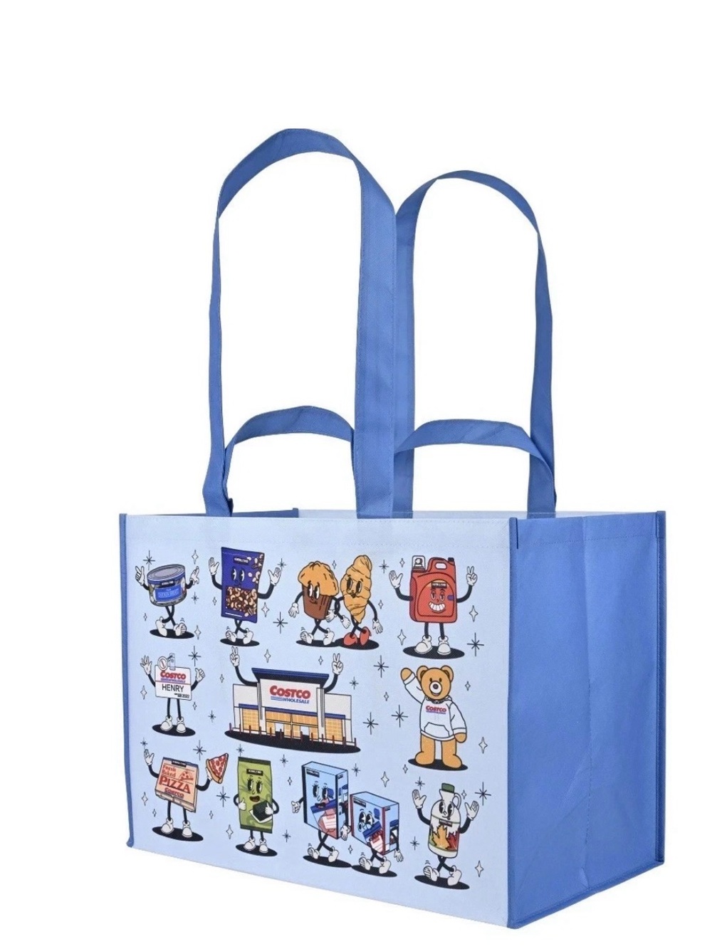 Costco Blue XL Reusable Tote Bag with Character Print